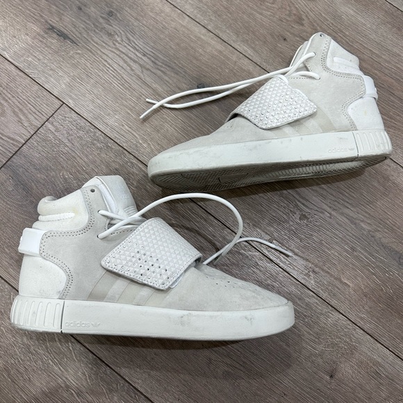ADIDAS • White High Top Tubular Sneakers • 5.5 - Picture 4 of 8